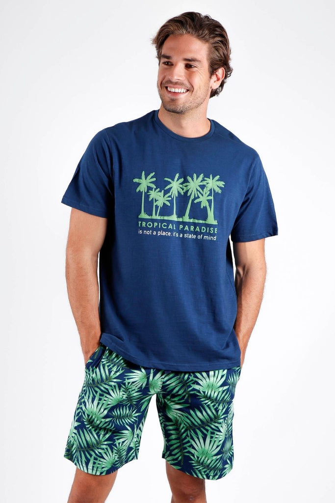 Trópusi mintás férfi rövid pizsama ADMAS.