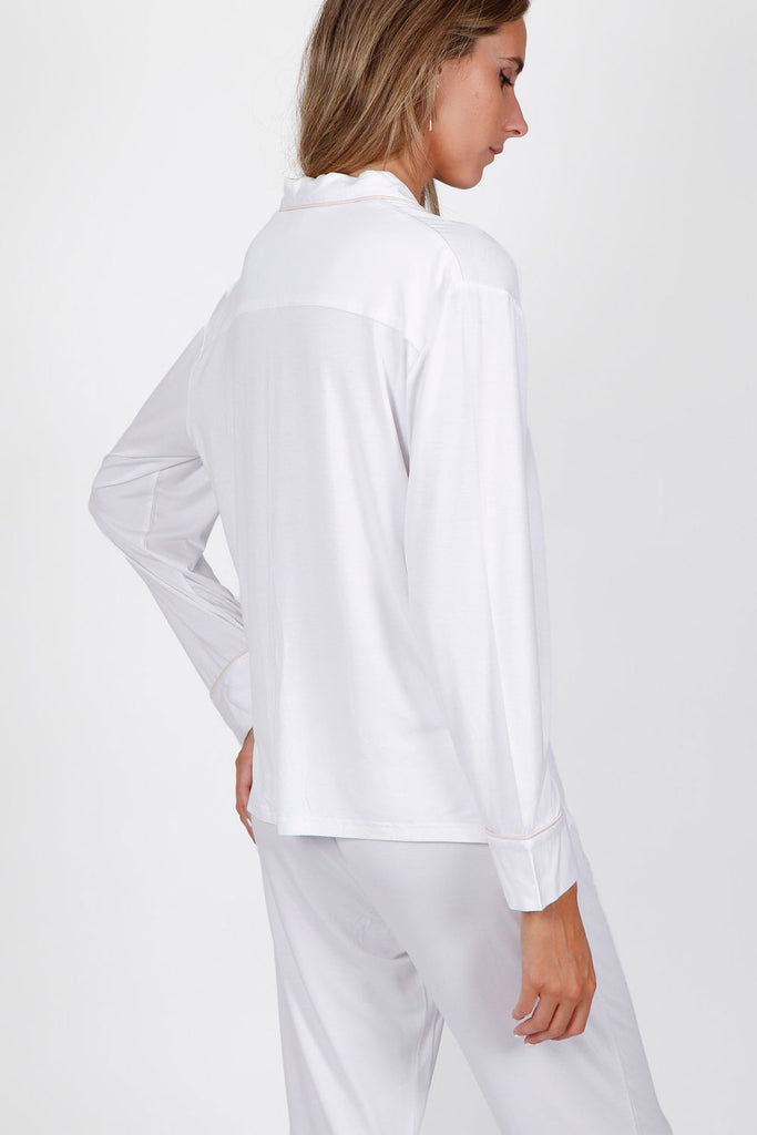 Galléros fehér mályva hosszú pizsama 55840.